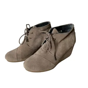TOMS Ankle Booties Suede Leather Lace Up Wedges Women's‎ Shoes Size 8 thumbnail 7