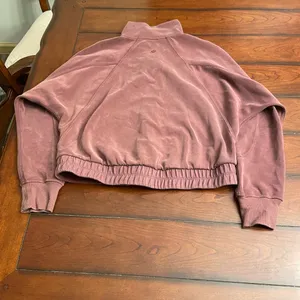 Lululemon Brushed Softstreme‎ Funnel Neck Full Zip Red Merlot thumbnail 3