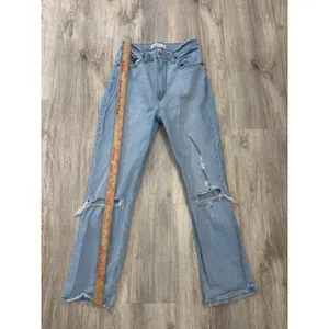 Abercrombie‎ & Fitch Curve Love Ankle Straight Ultra High Rise Jeans Blue 26 2R thumbnail 4
