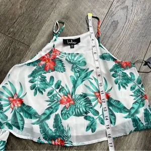 Lulu’s Evadne White and Teal Tropical Print Two-Piece Maxi Dress NWT Size XS thumbnail 11
