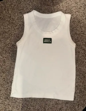 Daily Drills White Tank Ribbed Logo M/L thumbnail 1