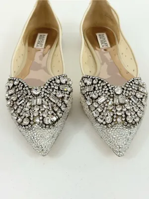 Badgley Mischka Quinn Embellished Flats Gold Satin Size 9.5 NWOT thumbnail 2