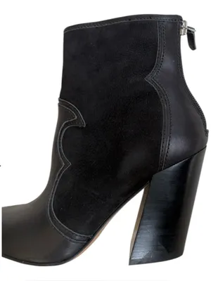 EUC Dolce Vita Leather Noraya Western Heeled Boots Black Size 7.5 thumbnail 2
