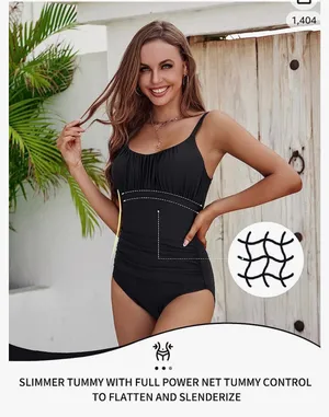 One Piece Swimsuit for Women Tummy Control Bathing Suits Ruched Swimwear thumbnail 2