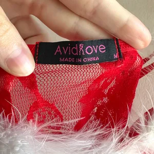 Avid Love Santa Claus Christmas Babydoll, Lace and Feather Lingerie, Medium thumbnail 9