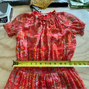 We're All‎ Pretty Girls Boho Summer Floral Elastic Waist Mini Dress Red Small thumbnail 10