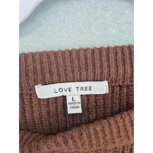 Womens Sweater Brown Ribbed Knit Racing Stripe Crewneck‎ Large thumbnail 6