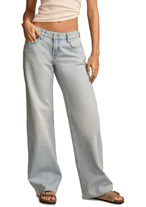 Lucky Brand The Baggy Rigid Denim Jeans Light Gray Sz 4 / 27 NWT thumbnail 1