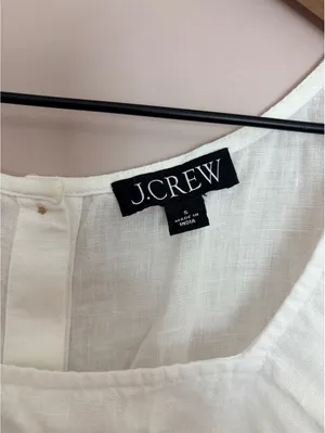 J. Crew Linen Square Neck Button Back Tank Top White Small thumbnail 3