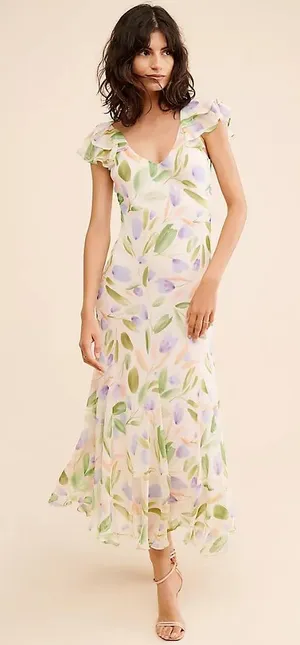 ASTR Wisteria Floral Chiffon Maxi Dress Small Wedding Guest Garden Party Summer thumbnail 1