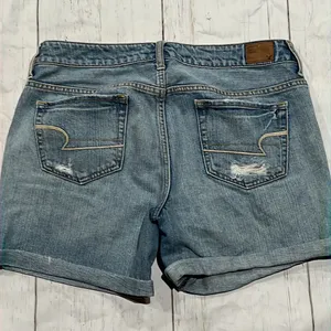 American eagle blue distressed denim shorts thumbnail 3