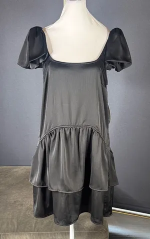 Women’s Black Scoop Bow Mini Dress Size XL 16-18 NEW thumbnail 1