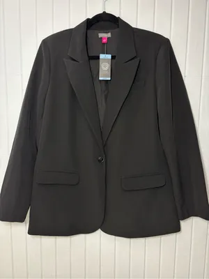 Vince Camuto Black Single-Button Notch Lapel‎ Blazer Jacket Size L Career Chic thumbnail 5