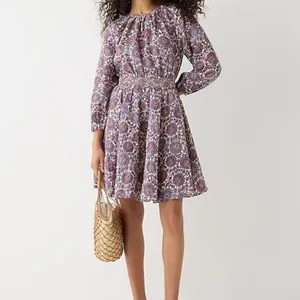 J.Crew Palermo Smocked Waist Mini Dress in Floral Bouquet Linen Sail Blue NEW thumbnail 8
