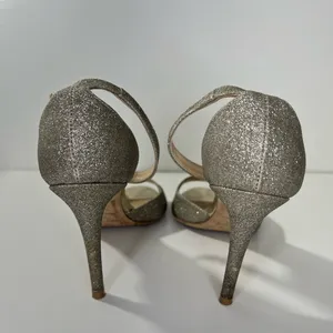 Jimmy Choo Annie D'Orsay Ankle-Strap Glitter Sandals Heels thumbnail 10