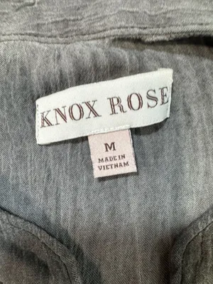 Knox Rose Women's Olive Green Crinkled Long Sleeve Button Down Blouse Size M thumbnail 2