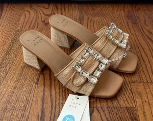 a new day Kathleen Tan Jeweled Block Heel Slide Sandals Size 7.5 New with Tags thumbnail 1