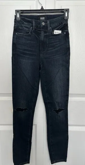 Paige Women's Margot Ankle Skinny Jeans Transcend High Rise Dark Blue Size 23 thumbnail 1