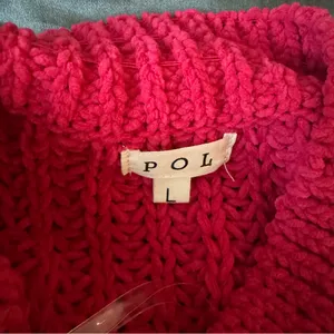 POL Chelsea mock neck cable knit chunky pink sweater size large bubble sleeves thumbnail 8