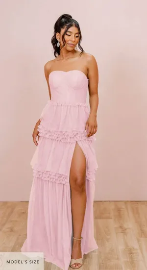 Baby pink revelry bridesmaid dress thumbnail 1