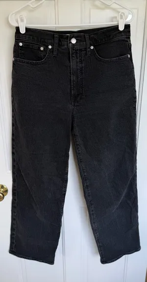 Madewell Perfect Vintage‎ Wide-Leg Jeans Black High Rise 28 thumbnail 1