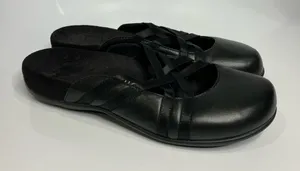 Vionic Claire black leather mules slip on shoes‎ women's size 9 business casual thumbnail 1