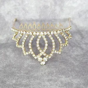 Gold Rhinestone Crown Tiara Clip Hair Bridal Accessories Fashion‎ Jewlery JB2-9 thumbnail 2