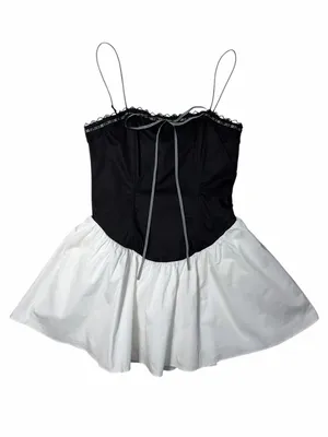 For Love & Lemons Black and White Annabelle Mini Dress Womans M thumbnail 2