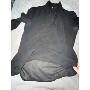 Zara Women Black Formal‎ Long Sleeve High Neck Blouse Size Lined Size Medium thumbnail 7