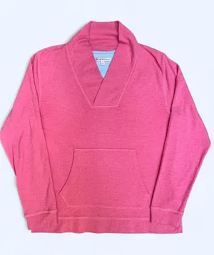 Peter Millar Women’s Heathered Pink V-Neck Shawl Collar pullover sweatshirt M thumbnail 1