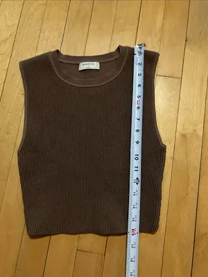 Babaton Aritzia Sculptknit Brown Cropped Tank Top Small thumbnail 9