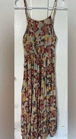 Abel the Label Floral boho Tiered Smocked Maxi dress size XS thumbnail 1
