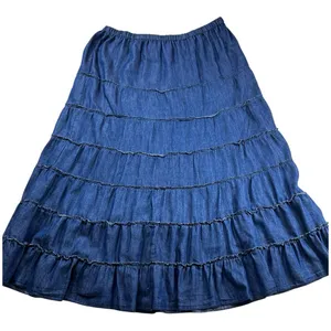 Metro Wear Vintage Denim Prairie Skirt – Size M – 100% Cotton – Cottagecore Maxi thumbnail 1