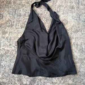Reformation x Laura Harrier Holt Silk Halter Top | Size 2XL | Black thumbnail 9