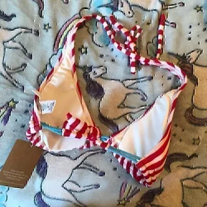 NEW NWT HOBIE Red White Triangle Padded Halter Bikini Swimsuit Swimwear Swim Top thumbnail 4