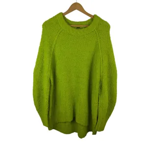 Free People Found My Friend Lime‎ Green Boucle Wool Blend Oversized Sweater Sz M thumbnail 2