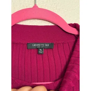Lafayette 148 New York Sleeveless Mock Neck Ribbed Tank in fuchsia Pink size XL thumbnail 10
