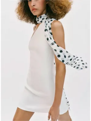 Zara POLKA DOT HALTER SCARF‎ DRESS thumbnail 3