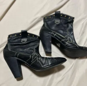 Leather western ankle boots Black Size 11 thumbnail 6