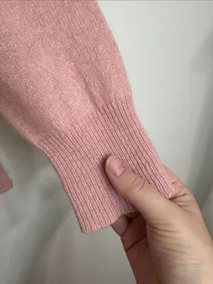 Skull Cashmere Dusty Pink Floral Skull Embroidery Neck Cutout Cashmere Sweater M thumbnail 5