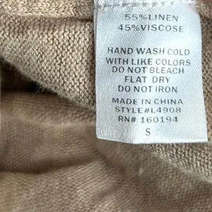 By Together Women Small Linen Blend Short‎ Sleeve Knit Top Tan Brown L4908 thumbnail 3