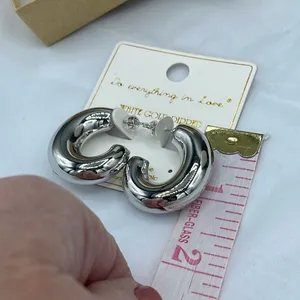 NWT 14K GP “Do everything in Love “ big puffy hoops thumbnail 8