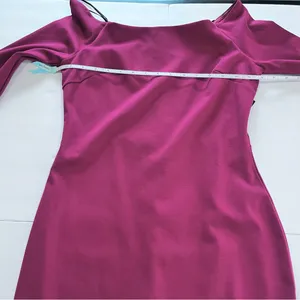Lulus All She Wants Burgundy Off Shoulder Bell Sleeve‎ Bodycon Midi Dress LARGE thumbnail 9