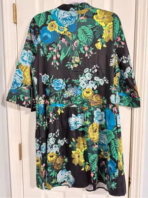 Tuckernuck Floral Shirt Dress Medium Blue Green Botanical Print NWT thumbnail 4