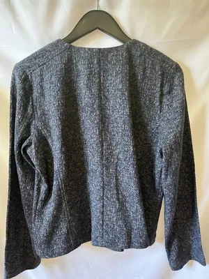 Eileen Fisher Black and White Tweed Blazer, Size M thumbnail 3
