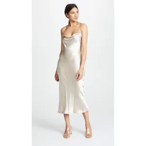 EXPRESS Metallic Cowl Neck Cross Back Midi Slip Dress thumbnail 3