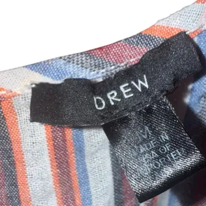 Drew Linen Blend Stripped Wide Leg Jumpsuit Romper Women's Medium Multicolor euc thumbnail 3
