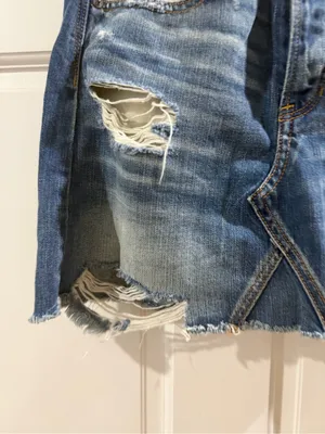 American Eagle Outfitters Blue Distressed Denim Mini Skirt Size 6 thumbnail 2