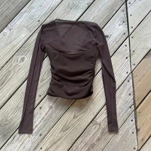 Abercrombie & Fitch Women's Bra Free Long Sleeve Mesh Plunge Top Brown Size XXS thumbnail 7