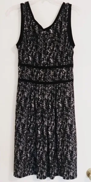 Ann Taylor Black & White Surplice A Line Dress thumbnail 1